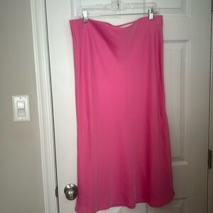 Pink satin mini skirt